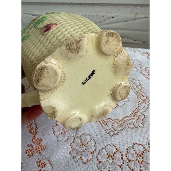 Art Deco 40's Water Pitcher Basket weave Cherries Shabby - Picture 5 of 12